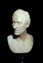 Busto em terracota do filósofo Denis Diderot (1713-1784) Escultura de Jean Antoine Houdon (1741-1828) 1771 Paris, Musee du Louvre