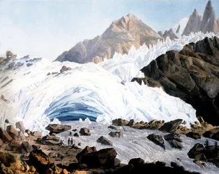 Chamonix: nascente do Arveyron, c. 1800 (gravura)