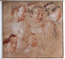 Cinco penteados de mulheres Desenho de Jean Antoine Watteau (1684-1721) 1713 Paris, Musee du Louvre