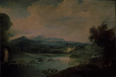 Paisagem com uma cachoeira, ca 1714