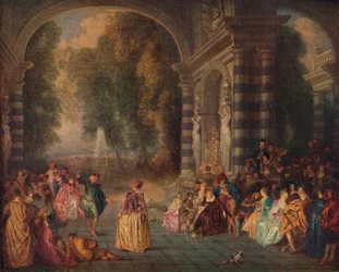 Os prazeres da bola Le Bal Champetre, c1717