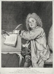 Retrato de Jean-Ferry Rebel (1666-1747) gravado por Moyreau