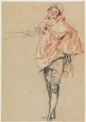 Estudo de um dançarino em pé com um braço estendido, 1710