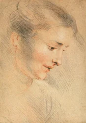 Estudo da cabeça de uma mulher, década de 1710.