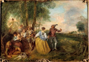 Os pastores. Pintura de Jean Antoine Watteau (1684-1721)