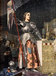 Retrato de Joana d’Arc (1412 - 1431) na coroação de Carlos VII (1429), gravura de Ingres - Joana d’Arc na coroação de Carlos VII, gravura segundo Ingres