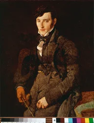 Retrato de Jean Pierre Francois Gilibert. Pintura inacabada retratando um amigo de infância do pintor a quem escreveu muitas cartas. Quadro de Jean Auguste Dominique Ingres