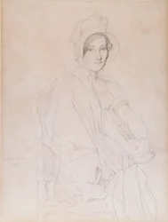 Retrato de Marie Marcoz, mais tarde Vicomtesse de Senonnes de Senonnes, 1813 (lápis de grafite em papel tufado)