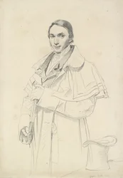 Retrato de três quartos de Jean-François-Antoine Forest (grafite em papel branco)
