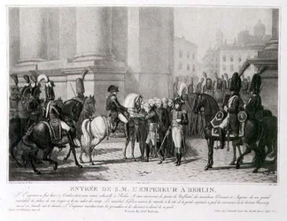 A Entrada de Napoleão em Berlim em outubro de 1806, gravada por Louis Jean Allais (1762-1833) (litho)