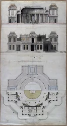 Palácio da água do pavilhão Chateau dEau em Strelna, 1717