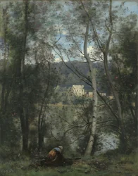 Uma mulher reunindo bichas em Ville-dAvray, ca. 1871-74.