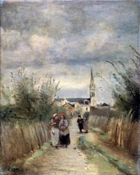 Torre do sino na estrada de Argenteuil para a igreja, década de 1870.