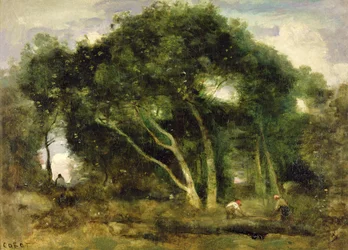 Fontainebleau: Chenes Inclines dans une Eclaircie de Foret, c.1830-40 (óleo sobre tela)