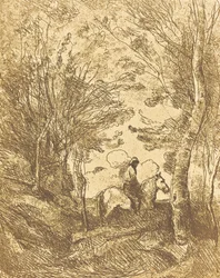 Cavaleiro na Floresta, Prato Grande Le Grand Cavalier sous bois, c. 1854.