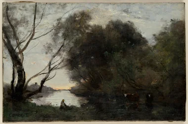 Lago: O Sol a pôr-se, meados do século XIX (óleo sobre tela)
