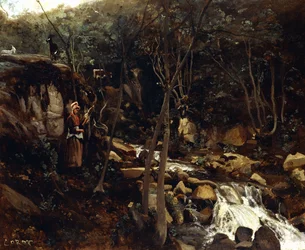 Lormes - Uma torrente com um camponês de pé a fiar lã, 1842