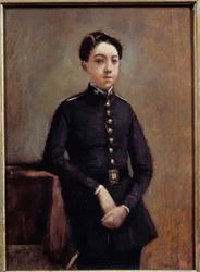 Retrato do Collegian Abel Chambaud Pintura de Camille Corot (1796-1875) Sol do século XIX. 0,32x0,24 m