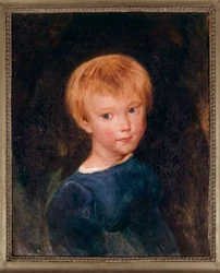 Retrato de um rapazinho. Pintura retratando uma criança jovem de cabelo ruivo. Pintura de Camille Corot (1796-1875) Século XIX
