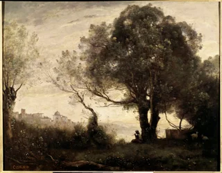Lembrança de Castelgondolfo na Itália Pintura de Jean Baptiste (Jean Baptiste) Camille Corot (1796-1875) Sol do século XIX. 0,65 X 0,81 m Paris, Musee du Louvre