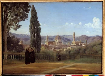 Vista de Florença dos jardins de Boboli Pintura de Camille Corot (1796-1875) 1835 Sol. 0,51x0,73 m