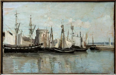 Vista de La Rochelle, entrada do porto de esgoto em 1851. Pintura de Camille Corot (1796-1875)
