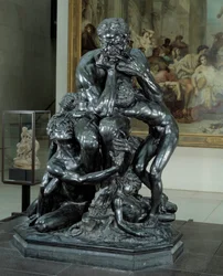 Ugolin, o tirano de Pisa. Ilustração do Inferno em "O Divino Comediante" de Dante. Escultura de bronze de Jean Baptiste (Jean-Baptiste) Carpeaux (1827-1875)