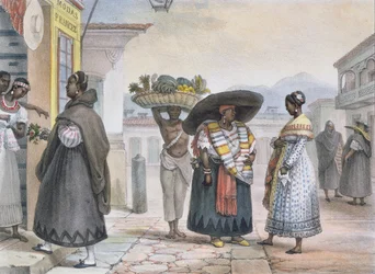 Negresses Livres que ganham a vida com o trabalho, de &39;Voyage Pittoresque e Historique au Bresil&39;, 1839 (gravura colorida)