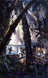 Índios goyana na floresta amazónica. Litografia de 1839