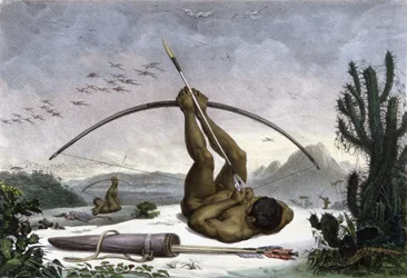 Índios a retesar o arco