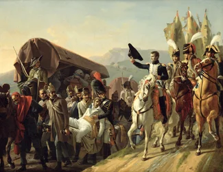Napoleão (1769-1821) homenageia a coragem dos feridos, 1806