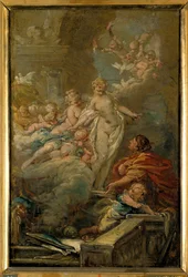 Pygmalion e Galatee Esquisse de Jean Baptiste Deshays (1729-1765) Sol do século XVIII. 0,49 x 0,33 m. Passeios ao Museu de Belas Artes