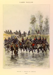 Tipos e Uniformes da Arma Francesa do Capitão Jules Richard, ilustrado por Edouard Detaille (1848-1912): Dragões; Serviço de Campo em 1885, Coleção Privada