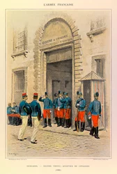 Tipos e Uniformes da Armadura Francesa do Capitão Jules Richard, ilustrado por Edouard Detaille (1848-1912): Hussards in Great Dress; Cavalry District em 1886, Coleção Particular