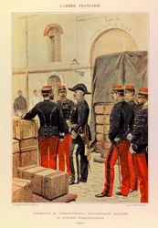 Tipos e Uniformes da Arma Francesa do Capitão Jules Richard, ilustrado por Edouard Detaille (1848-1912): Controller of Administration, Deputy Military Intendant, and Administrative Officers in 1887, Private Collection