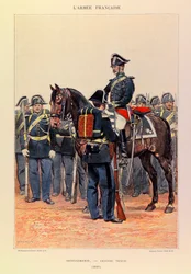 Tipos e uniformes da Armadura Francesa do Capitão Jules Richard, ilustrados por Edouard Detaille (1848-1912): Gendarmerie en grande attire en 1887, Coleção Partiale