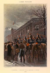 Tipos e uniformes da Armadura Francesa do Capitão Jules Richard, ilustrados por Edouard Detaille (1848-1912): Cuirassiers: Recepção de uma Embaixada no Elysee em 1886, Colecção Privada