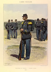 Tipos e uniformes da Armadura Francesa do Capitão Jules Richard, ilustrados por Edouard Detaille (1848-1912): Infantaria da Marinha em Grande Vestido em 1887, Coleção Privada