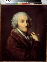 ""Auto-retrato"" (Auto-retrato) Pintura de Jean Baptiste Greuze (1725-1805) por volta de 1780 Dim. 55,5x46 cm Museu Hermitage de São Petersburgo