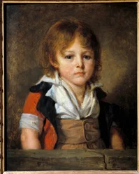 Retrato da criança Edouard Bertin (1797-1871), pintor e jornalista. Pintura de Jean Baptiste Greuze (1725-1805) Sol do século XVIII. 0,46x0,36 m