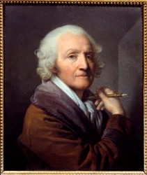 Pintura da Era do Auto-retrato de Jean Baptiste Greuze (1725-1805) 1804 Sol. 0,52x0,45 m Marselha, musee des Beaux Arts - Auto-retrato como um homem velho. Pintura de Jean Baptiste Greuze (1725-1805)