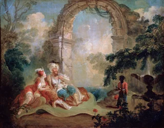 Paxá turco e odalisco, final do século XVIII ou início do século XIX.