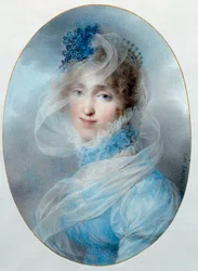 Retrato da Rainha Hortense de Beauharnais (1783-1837) Ela é filha da Imperatriz Josefina de Beauharnais e a mãe do futuro Napoleão III. Aguarela de Jean Baptiste Isabey (1767-1855) 1813 Sol. 0,13x0,95 m Malmaison, musee du chateau