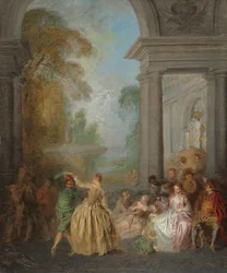 Dançarinos em um pavilhão, década de 1720