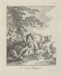 A jovem pastora, placa dois de Divers Habillements des Peuples du Nord, 1765