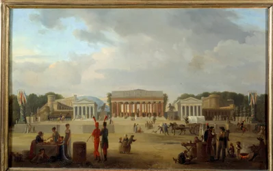 Vista do grande teatro da Place de la Concorde em Paris para a festa da Paix no 18º nevoeiro e X (11/09/1801) Pintura de Jean Baptiste Cazin (1791-1810) 1801 Sol. 0,35x0,56 m Paris, Musee Carnavalet