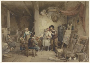 Adriaen Brouwer com o seu aluno J. van Craesbeek