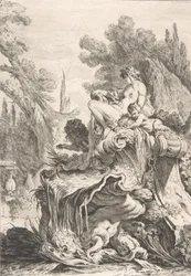 A Ninfa Sentada Fonte com uma náiade assentada sobre uma concha, ca. 1740.