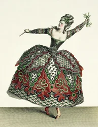 Traje para uma fúria em Ifigênia em Tauris e várias outras óperas, gravadas por René Gaillard (c.1710-90) c.1780