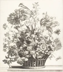 Uma cesta de flores da primavera